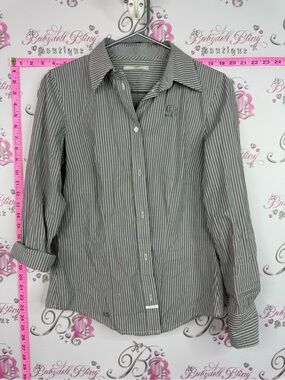 Brax button up shirt Classic Striped Button-Down Shirt - Gray/White